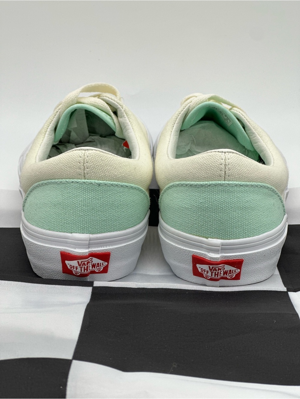 Vans Cream Canvas Sneakers with Mint Green Lining - Picture 6 of 10